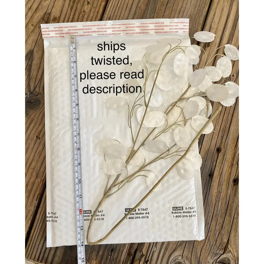 6x Faux Silver Dollar Eucalyptus Spray Stem 30" - Faux Lunaria Money Branch - Picture 5 of 6